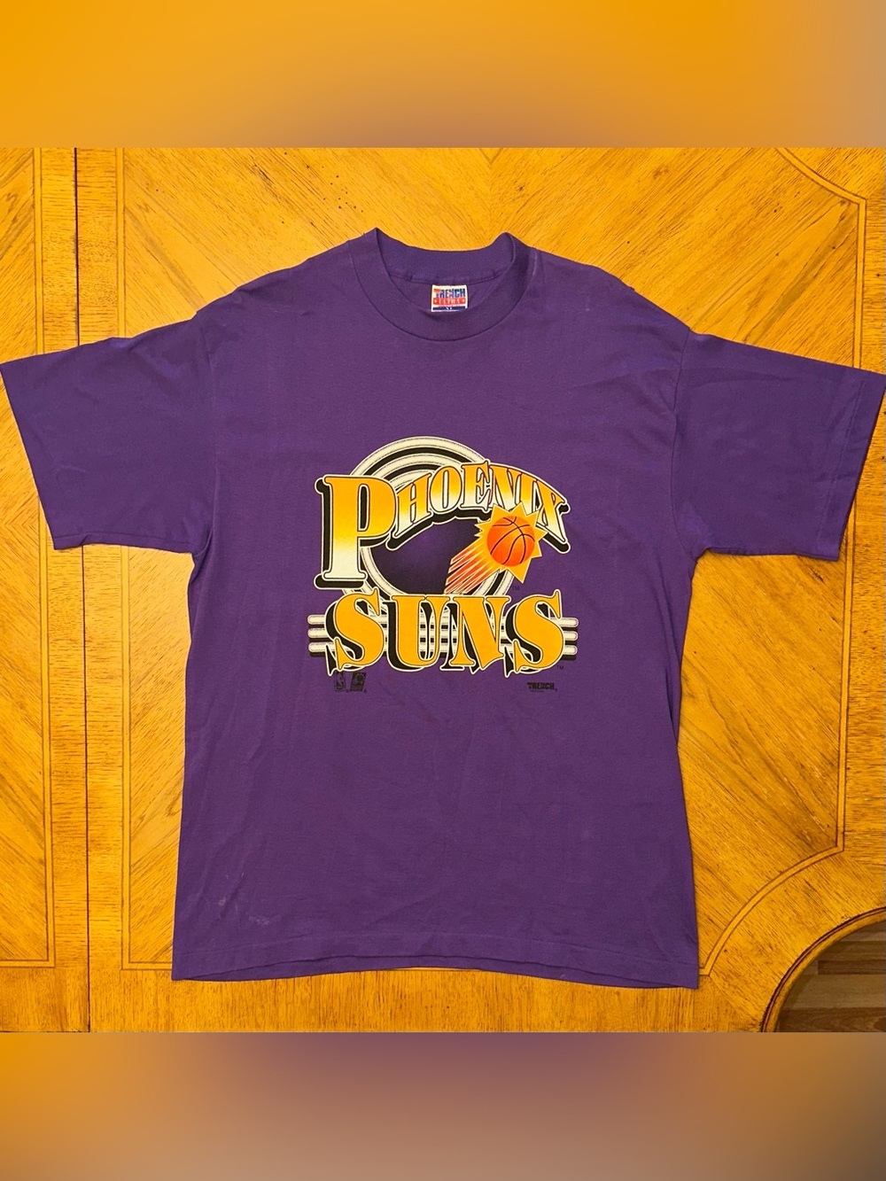 Vintage 90s Phoenix Suns T-Shirt Size XL Purple Single Stitch Trench Ultra USA